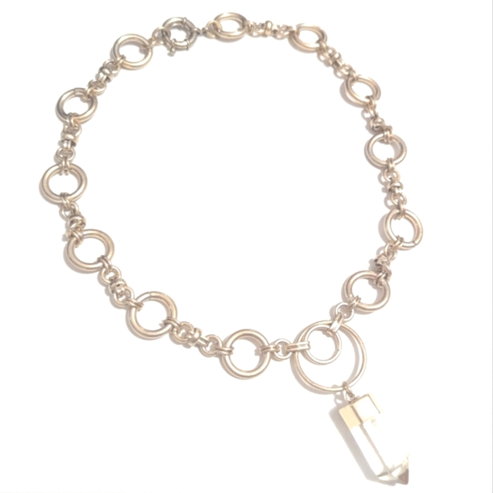 Urban Outfitters | Necklace| Chain Link | Crystal Quartz Pendant | Gold Tone